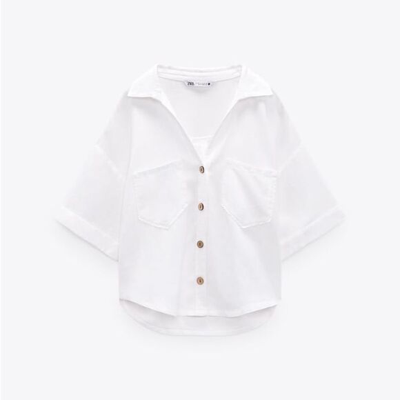 Zara Linen and Viscose Blend Blouse XS NWT - Picture 5 of 10